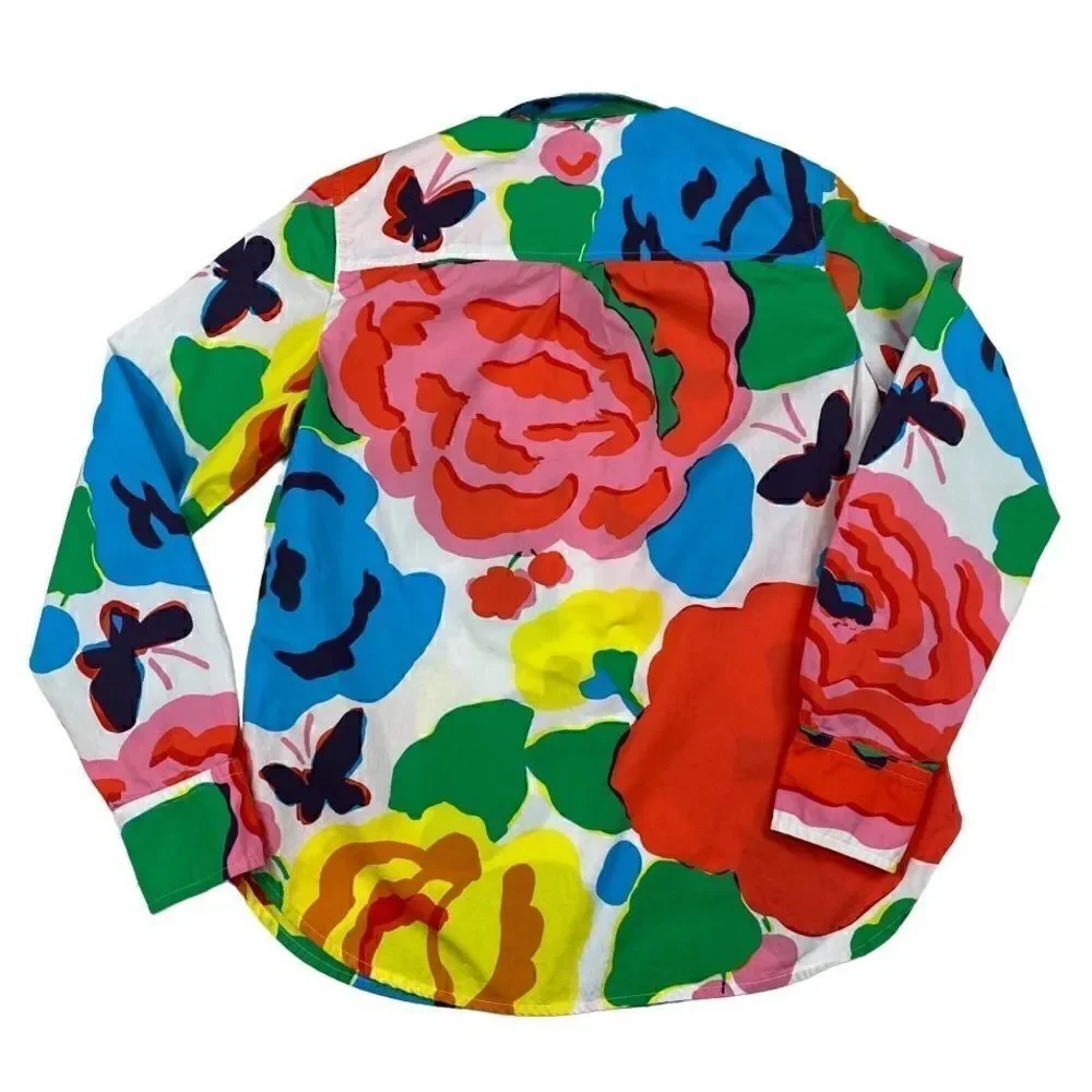 J. Crew Poplin Ratti Jardin Floral Print Blouse Sz 2